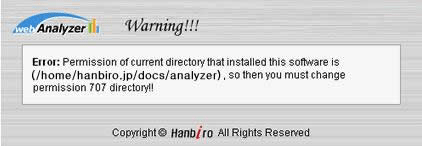 Error:Permission of current directory that installed this software is(분석하려는 사이트주소/analyzer). so then you must change permission 707 directory!!